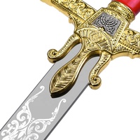 Réplica de Espada Medieval del Siglo X, 120 cm, Hoja de Acero 440ss, Empuñadura Roja del Rey Salomón, Espada Larga de Lujo