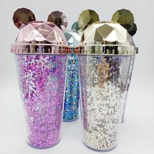 Vaso <span class=keywords><strong>de</strong></span> plástico con forma <span class=keywords><strong>de</strong></span> oreja <span class=keywords><strong>de</strong></span> <span class=keywords><strong>Mickey</strong></span> <span class=keywords><strong>Mouse</strong></span>, vaso <span class=keywords><strong>de</strong></span> doble pared con paja y tapa, 500ml, gran oferta - Product Image 5