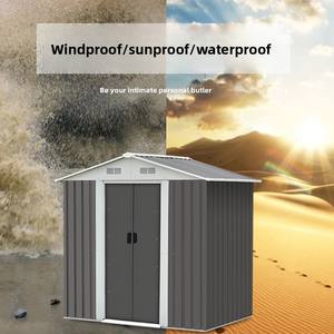 โรงเก็บเครื่องมือกลางแจ้งแบบเรียบง่าย โครงสร้างเหล็กเคลือบสีกันฝน แบบเคลื่อนย้ายได้ ใช้ในสวน ฐานปูน  สไตล์มินิมอล - Product Image 4