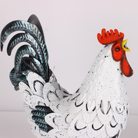 Adorno de jardín de gallo de Metal, arte de patio de pollo, Animal decorativo de pie para césped al aire libre