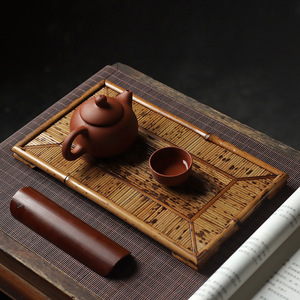 Bandeja Rectangular de Bambú y Ratán para Té, Accesorio para Servir, Tapete para Tazas, Soporte para Tetera, Hecho a Mano - Product Image 3