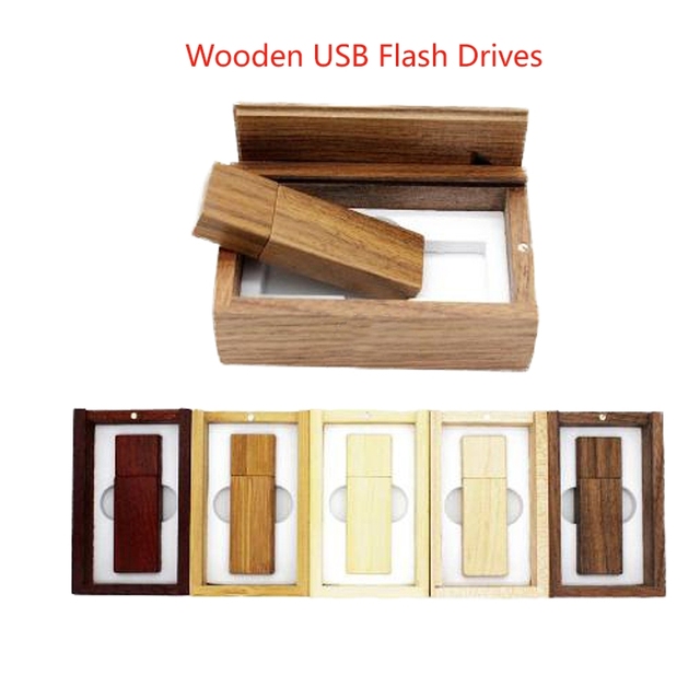 New Wooden Box Gift Set USB Flash Drive 3.0 1GB-64GB Free Engrave Logo