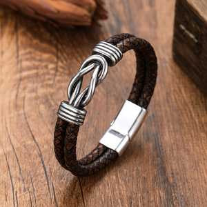 Bracciale Infinity Punk in <span class=keywords><strong>Pelle</strong></span> con Chiusura Magnetica, Stile Classico ed Elegante, <span class=keywords><strong>Bracciali</strong></span> Vintage Punk in <span class=keywords><strong>Pelle</strong></span> per <span class=keywords><strong>Uomo</strong></span> - Product Image 6