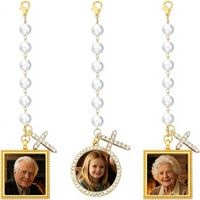 Nouvelle Chaîne de Perles ABS, Lot de 3, pour Bouquet de Mariage, Breloques Photo, Chaîne Souvenir, en Alliage Doré Sportif, Fermoir Mousqueton, pour Commémoration de Mariage