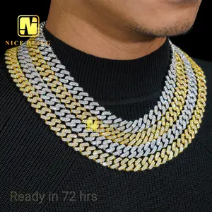 Colar de joia 18K banhado a ouro rapper rap rapper 5A CZ, corrente cubana fina acessível de 12.6 mm, estoque pronto