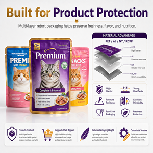 Sachet à haute barrière <span class=keywords><strong>en</strong></span> aluminium, scellé sur 3 côtés, pour viande <span class=keywords><strong>en</strong></span> conserve et aliments pour animaux, sac opaque résistant aux perforations pour emballage - Product Image 2