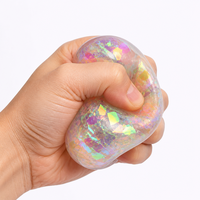 Balle sensorielle à prisme holographique, jouet à presser très élastique, balle anti-stress douce pour enfants et adultes au bureau