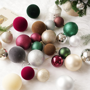24pcs Velvet Matte <b>Glitter</b> and Mirror Finish Christmas Ball Christmas Tree Decoration Ornaments Shatterproof Hanging Balls - Product Image 1