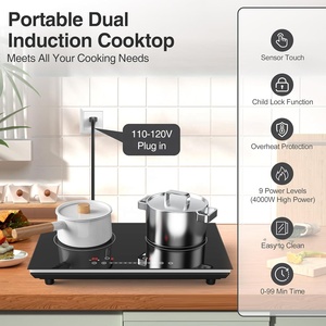 Placa de Inducción Doble Eléctrica VBGK de 4000W, 2 Quemadores, 110V, Portátil, Pantalla Táctil LCD, Bloqueo de Seguridad para Niños, Control de Temperatura, para Hotel - Product Image 3