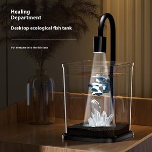 2025 nouveau plastique Transparent Durable petit aquarium de taille moyenne réservoir de poissons de bureau créatif 5W carré pour une utilisation en intérieur pour Betta - Product Image 2