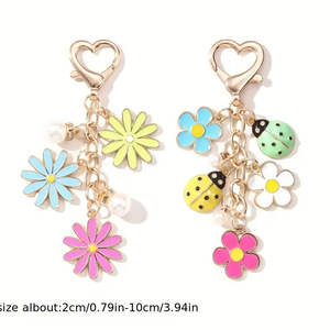 Porte-clés Drip Oil Nouveau Motif Fleur Colorée Perle <span class=keywords><strong>Coccinelle</strong></span> - Product Image 5