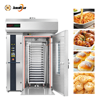 Four rotatif industriel électrique/gaz/diesel pour la cuisson du pain, des gâteaux, des biscuits, du poulet, 16/32/64 plateaux, four à air chaud en acier inoxydable