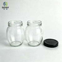 280ML Ei-vormige, bolle glazen weckpot, glazen vaas voor augurken, kruiden, gedroogd fruit, huishoudelijke keukenopbergruimte