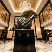 Sculpture de coquille de conque en bronze, moulage à la cire perdue, statue de conque en cuivre/laiton de haute qualité avec base en marbre, ornement décoratif de luxe pour la maison/l'hôtel