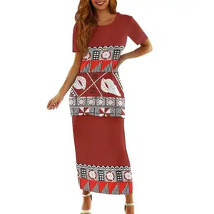 加大码女式套装教堂服装亚太岛屿服装萨摩亚普莱塔西波利尼西亚部落斐济印花定制女士