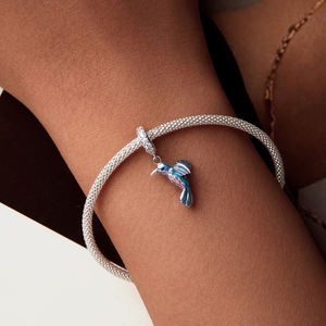 925 스털링 실버 물총새 펜던트 매력 여성을위한 귀여운 새 구슬 원래 팔찌와 목걸이 DIY 액세서리 - Product Image 2