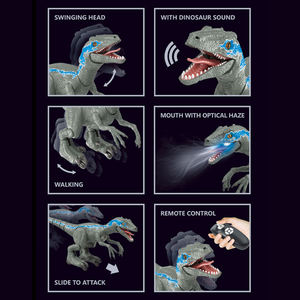 Jouet RC Velociraptor multifonctionnel, jouets de dinosaure marchant, dansant et pulvérisant, jouets de dinosaure télécommandés avec son - Product Image 4
