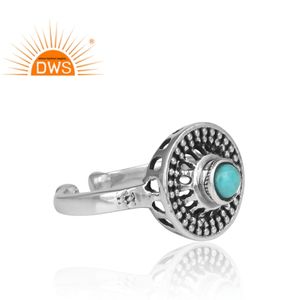 Antique Oxidized 925 Sterling Silver <b>Ring</b> Natural Turquoise Gemstone <b>Ring</b> Designer <b>Rings</b> Jewelry Supplier <b>Dainty</b> Collection - Product Image 3