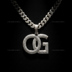 Collar con Colgante de Letra B H M en Plata de Ley 925 Chapada en Oro Blanco con Moissanita Engastada en Canal, Estilo Hiphop, Unisex - Product Image 3