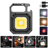 Mini lampe à clé COB multifonctionnelle rechargeable par USB, lampe de travail d'urgence magnétique, lampe de travail LED avec ouvre-bouteille