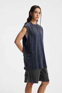 Débardeur Homme Oversize Personnalisé Imprimé DTG Effet Délavé 275 g/m² Batik Rétro Patchwork Bords Frangés Décontracté Sans Manches Streetwear - Product Image 2