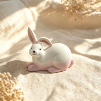 Lot de figurines en céramique lapin mignon, dégradé blanc et rose, pour décoration de table, cadeau, ornement en gros