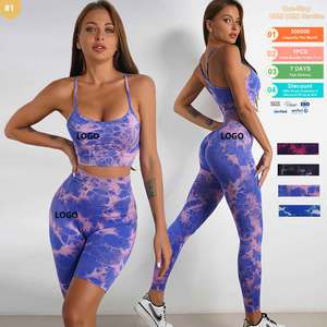 Vendita calda cravatta tinto stretto reggiseno da palestra <span class=keywords><strong>abbigliamento</strong></span> <span class=keywords><strong>sportivo</strong></span> da donna Set di Fitness da palestra Set di Leggings pelle di pesca alta - Product Image 1