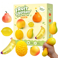 Lot de 6 jouets Squishy Fruits à remontée lente, boîte cadeau anti-stress, jouet sensoriel souple à presser pour enfants et adultes