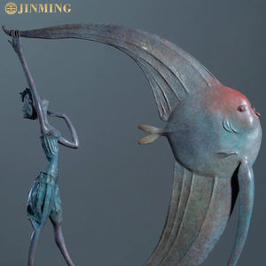 Sculptures de lune en plastique renforcé de fibre de verre, Sculptures de poisson de lune et autres sculptures de lune de figure entraînées par le vent - Product Image 5