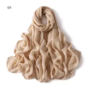 उच्च गुणवत्ता वाली जर्सी स्कार्फ स्ट्रेची हिजाब सादा सिर स्कार्फ थोक महिला स्टोल कपास शॉल मलमल हिजाब