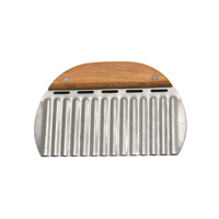 Coupe-légumes ondulé pour frites et salades, avec manche en bois, en acier inoxydable, pour couper les pommes de terre, grattoir à pâte et trancheuse à légumes