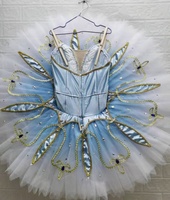 Tutu de crêpe de ballet professionnel Nouveau tutu de Performance dégradé de satin bleu ciel attrayant