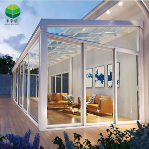 Gazebo Aluminium Sunroom Luar Ruangan dengan Dinding Miring, Rumah Kaca Kaca Terpasang di Dinding, <span class=keywords><strong>Pergola</strong></span> Bioklimatik Luar Ruangan dengan Penutup Elektrik untuk Semua Musim - Product Image 5