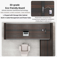 Bureau de direction en forme de L, design moderne, mobilier de bureau contemporain, panneau en placage de bois durable et modulaire