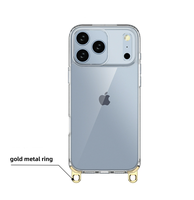 Coque transparente pour iPhone 17, 16, 16e, 15, 14 Pro Max avec double crochet détachable, compatible avec l'iPhone 18 Pro et dotée d'un trou pour cordon.