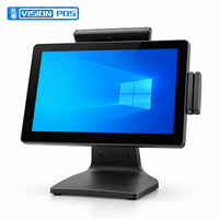 AIO 8GB 256GB 15.6 "moniteurs système de point de vente moniteurs de caisse enregistreuse à double écran moniteur à écran tactile 80MM imprimante thermique pour le paiement