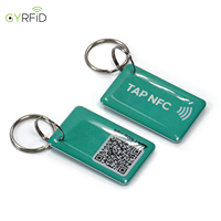 Porte-clés NFC en époxy étanche 50*30/42*26mm 13.56mhz, étiquette NFC en époxy personnalisée, porte-clés NFC en époxy avec cordon