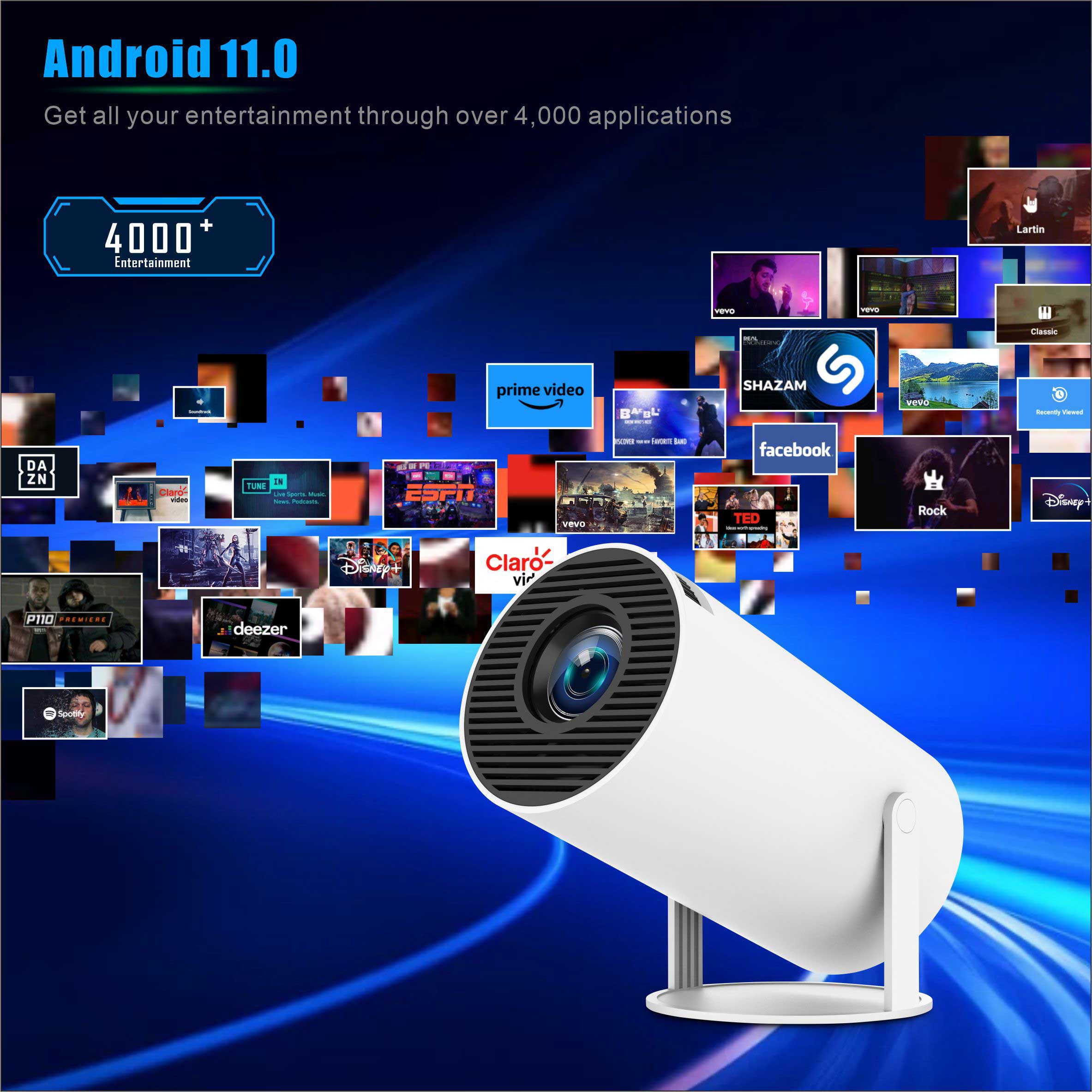HY300proスマートAndroid11ホームシアタープロジェクター