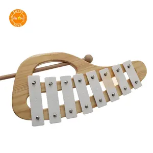 白色8トーンmetallophone楽器木製ハンドヘルド木琴ためToddler Kid Preschool
