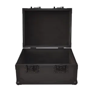 Estuche de aluminio para transporte de vuelo, caja de almacenamiento de espuma EVA para montar, color negro