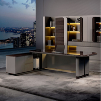 Bureau de direction ergonomique écologique de luxe à finition brillante Taiho Paint avec charge sans fil, table de PDG en MDF E1, mobilier de bureau moderne