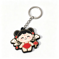 Pinshuo, fabricant OEM depuis 20 ans, porte-clés en PVC souple personnalisable, léger et imperméable, avec des motifs d'anime pour sac à dos