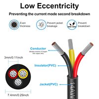 Câble d'alimentation 3 conducteurs fil électrique 14AWG UL2464 fil électrique cordon en PVC câble en cuivre pour éclairage de lampes à bandes LED
