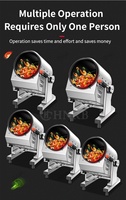 Robot de Cocina Automático Comercial, Wok Giratorio de 360°, Máquina Eléctrica Multifunción para Saltear y Freír Arroz, Acero Inoxidable, 15W