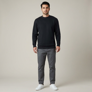 Sudadera Lisa Personalizada al por Mayor, 100% Algodón, Talla Grande, Informal, Lisa, Color Negro, Deportiva de Invierno para Hombre, Sudaderas Básicas - Product Image 1