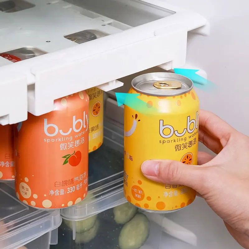 L'organizzatore del frigorifero può Dispenser birra Soda Storage Rack frigorifero Organizer Soda Can portabottiglie per bevande Organizer da cucina