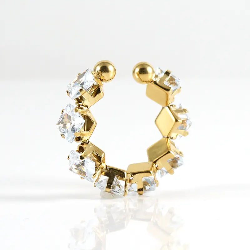 Vintage Verstelbare Grootte Kleurrijke Zirkoon Ringen Sieraden 18K Vergulde Rvs Diamanten Ring Voor Vrouwen