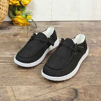 Mocassins en toile pour femmes, à enfiler, avec lacets élastiques, semelle plate, confort décontracté, talon convertible, 2 couleurs