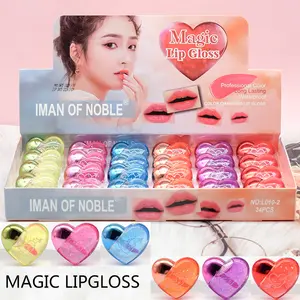 24 buah/set payet warna-warni lipstik cair persik hati cinta minyak bibir berubah warna Cinta Lip gloss L010-2