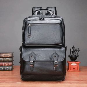 Free Sample 2021 crossover PU leather waterproof <b>computer</b> notebook USB backpack business laptops <b>bags</b> for men - Product Image 2